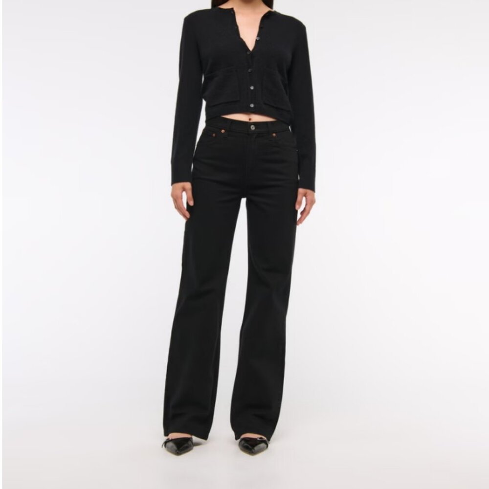 Abercrombie & Fitch High-Rise Wide-Leg Jeans in Black